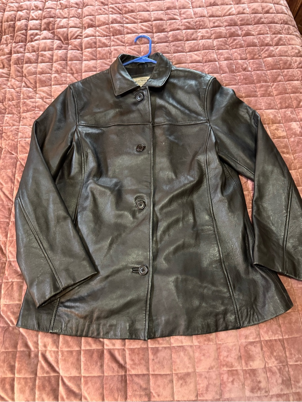 Sonoma Jean Company Lambskin Leather Jacket Women’s L Black Button Front
